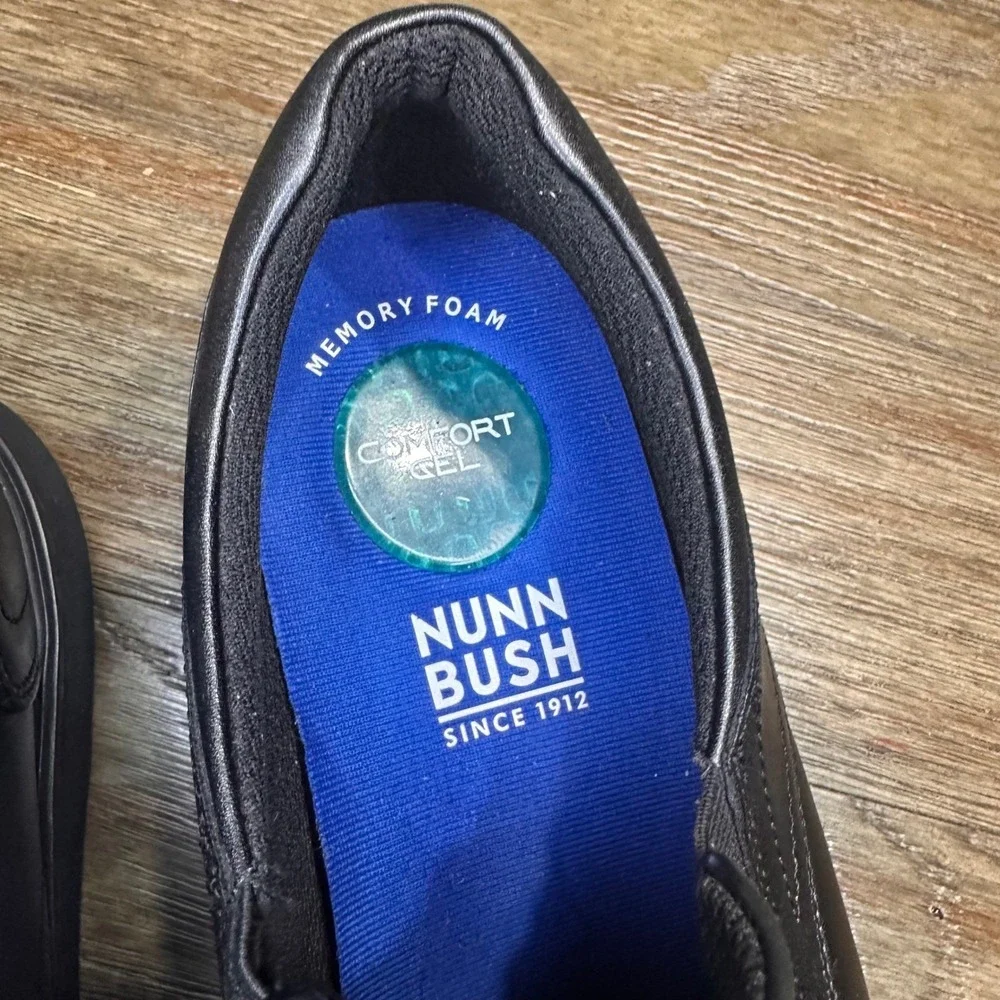 Nunn Bush Kore‎ Pro Mens Black Leather Slip On Loafers Gel Memory Foam 12M